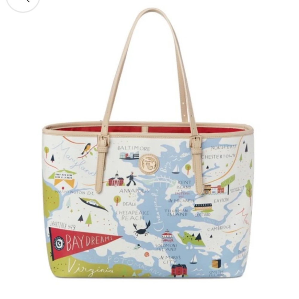 NEW Bay Dreams Map Print Spartina Tote Bag